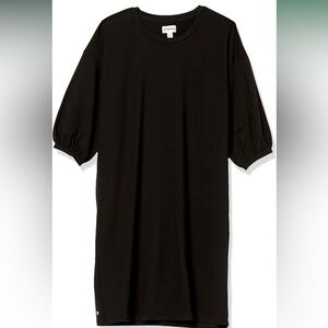 The Drop Women Estelle Puff-Sleeve French Terry Sweatshirt Mini Dress black XXS